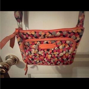 Vera Bradley Red and Pink Crossbody Bag with Floral Design